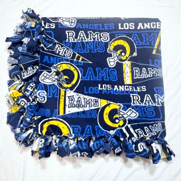 NFL Los Angeles Rams No Sew Fleece Blanket Cotton Fabric Retro 40x45" - Picture 4 of 4
